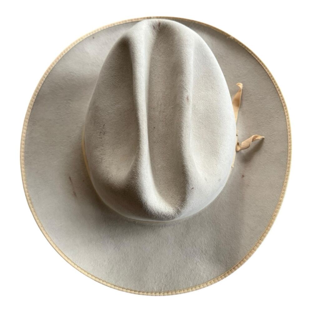 Vintage John B. Stetson Cream Colored 4X Beaver Open Road Cowboy Hat 7 1/4